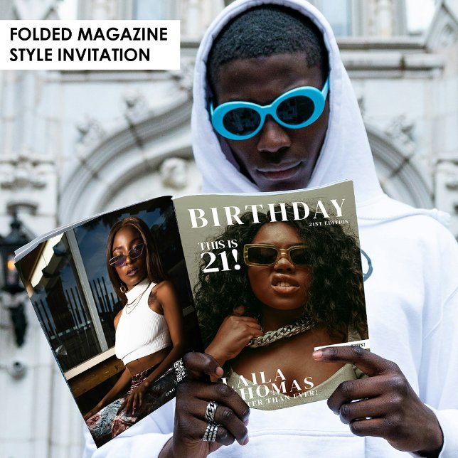 Fotos de Capa de Revista de Convite para Festa de  (Birthday Party Magazine Cover Photos Invitation)