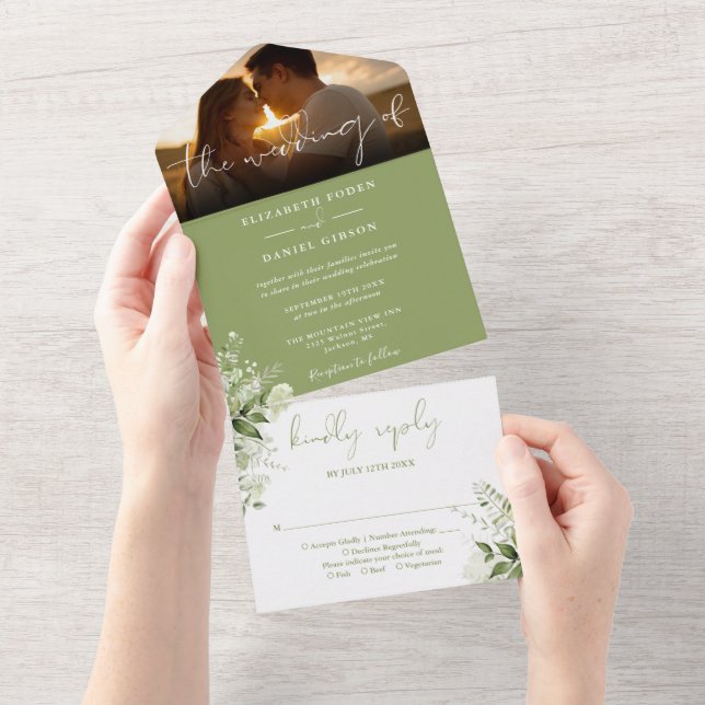 Fotos de casamento com verde musgo floral (Aba destacável)