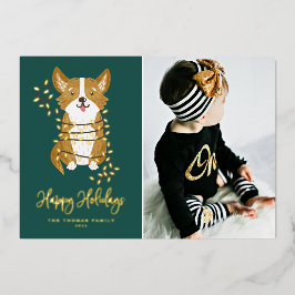 Fotos de Corgi Fofo e Luzinhas de Natal Felizes Fe
