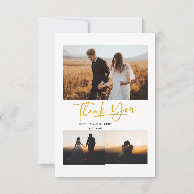 Fotos de Dia de Casamento com Letra Mão Obrigado (Frente)