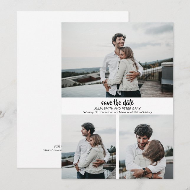 Fotos Personalizadas Modernas 3 Salvem O Convite D (Frente/Verso)