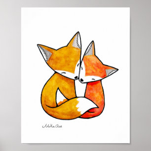 Fox Art Impressão Red Fox Casal Poster