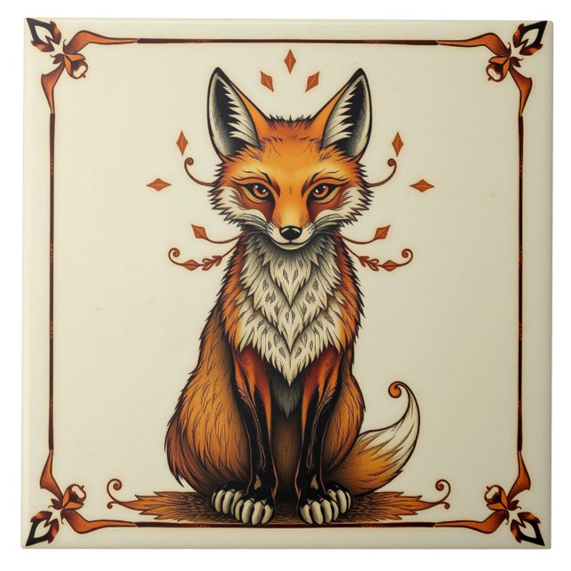 Fox - Artes E Artesanatos - Azulejo Cerâmico (Frente)