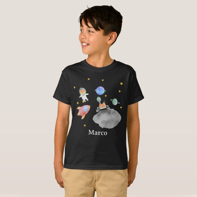 Fox Astronauta do Galaxy Boy T-Shirt Personalizado (Frente Completa)
