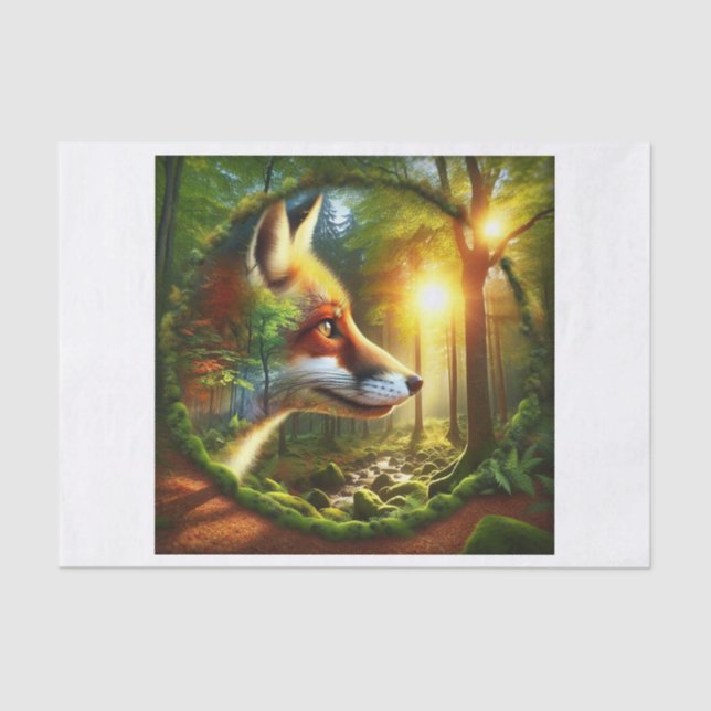 Fox da Floresta no Papel de Decoupage da Floresta (Frente )