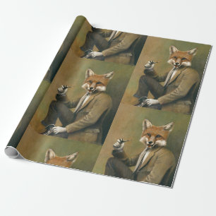 Fox do vintage no papel de papel de embrulho do