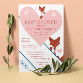 Fox e Hearts Bebê Chás Convites