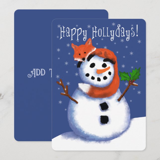 Fox e Snowman Feliz Hollydays! Tão giro (Frente/Verso)