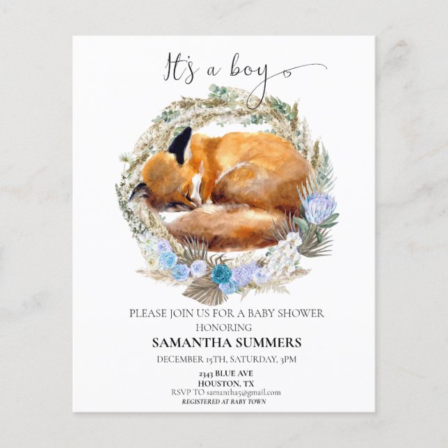 Fox É um Boy Watercolor Boho Wreath (Frente)