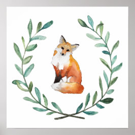 Fox e Wreath Woodland Poster