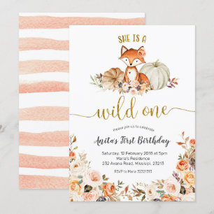 Fox Fall Ela é um Convite de Aniversário Selvage