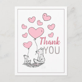 Fox Hearts Chá de fraldas Obrigado Cartão Postal