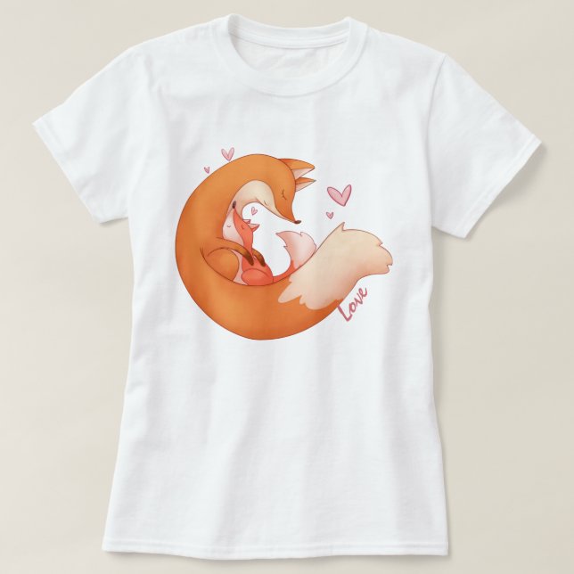 Fox Mãe e Baby T-Shirt (Frente do Design)