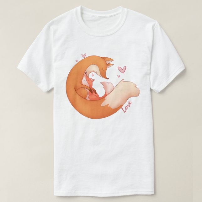Fox Mãe e Baby T-Shirt (Frente do Design)