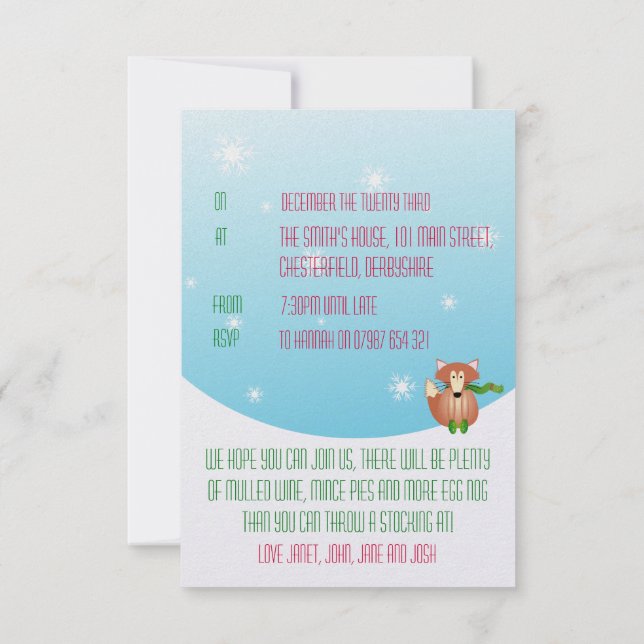 Fox no Convite Mittens (Verso)