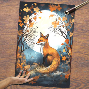Fox no Luar 7 Papel de Decoupage