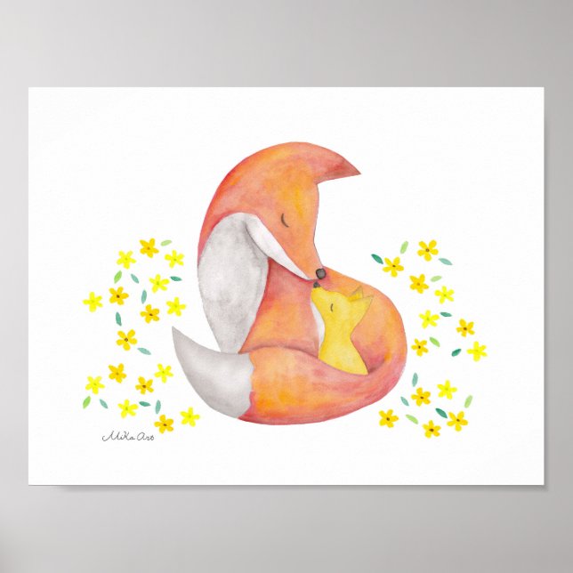 Fox Nursery Art Impressão Fox Nursery Decor Poster (Frente)