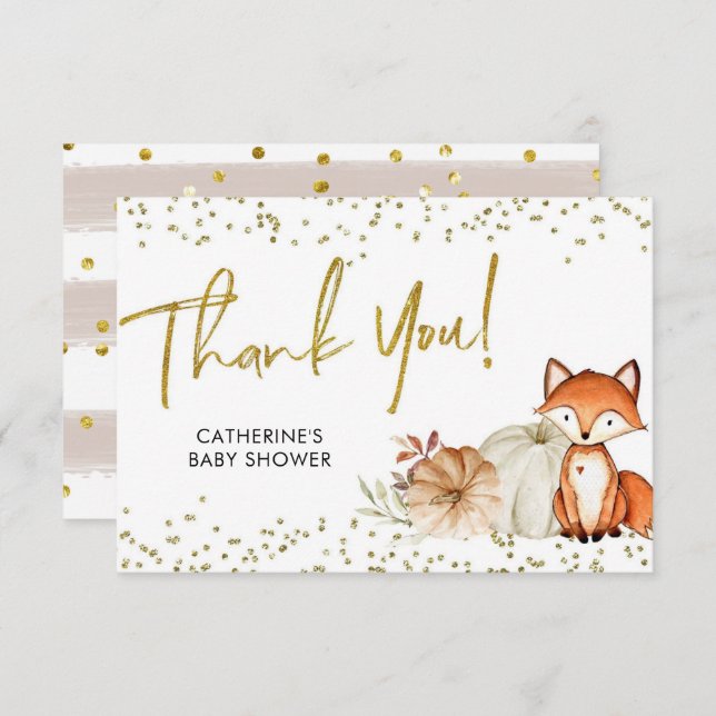 Fox Oh Boy Fall Pumpkin Chá de fraldas Cartões de  (Frente/Verso)