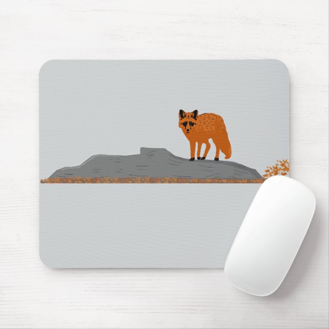 🦊 Fox on the Rock Mouse Pad (Com mouse)