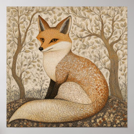 Fox Painting Art Impressão Woodland Wall Art