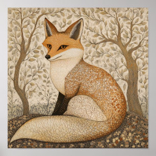 Fox Painting Art Impressão Woodland Wall Art