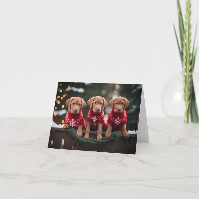 Fox Red Labrador Puppies Cartão de Natal (Frente)