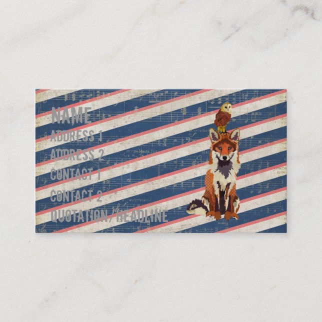 Fox retro do âmbar & cartão de visita da coruja (Frente)