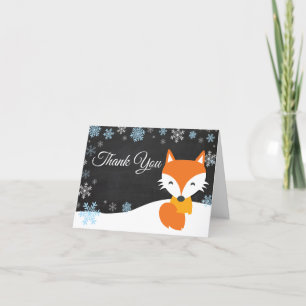 Fox Snowflake Cartões de agradecimentos Azul