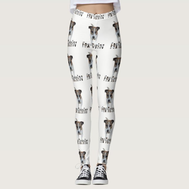Fox Terrier E Logo, Leggings Brancas (Frente)