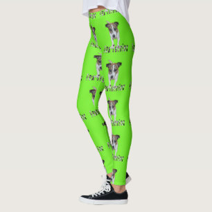 Fox Terrier E Logotipo, Leggings De Verde limão