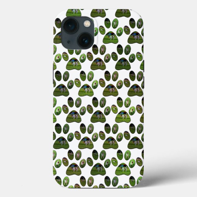 Fox Terrier Paw Prints, iPhone 13 Case (Verso)