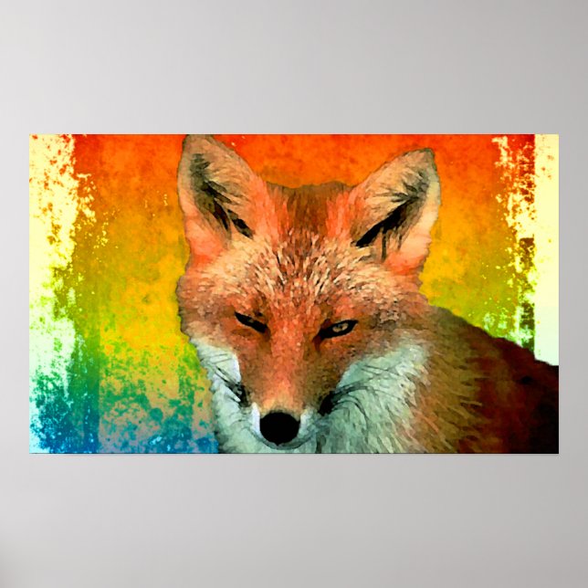 Fox Watercolor Poster Impressão (Frente)