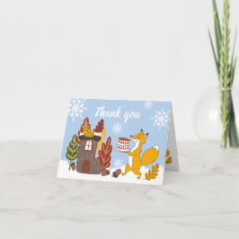 Fox Winter Chá de fraldas É um Cartões de agradeci