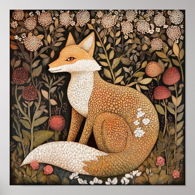 Fox Woodland Animal Art Painting Poster (Frente)