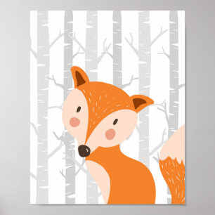 Fox Woodland Animal Nursery Wall Art Impressão