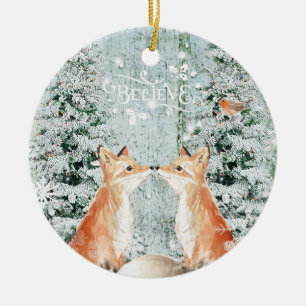 foxes a decoração da neve do inverno dos enfeite