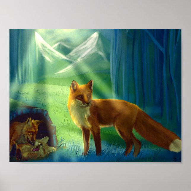 Foxes in the forest Poster (Frente)