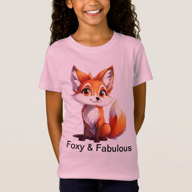 Foxy e Fabuloso - Fox T-Shirt bonito para rapariga (Frente)