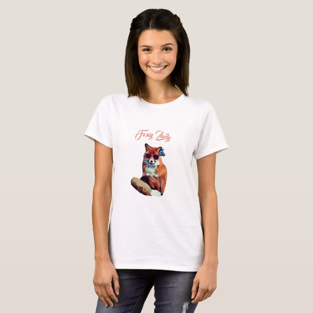 Foxy Lady Cute e T-shirt engraçada (Frente Completa)