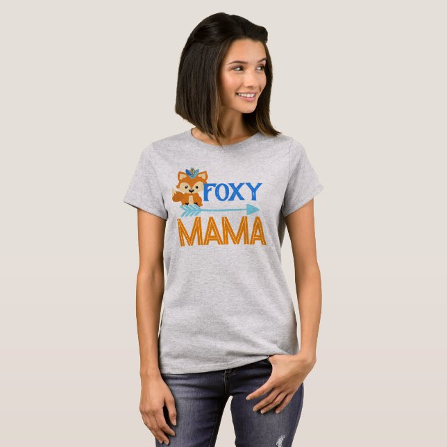 Foxy Mama Wild One Blue Woodland Party T-Shirt (Frente Completa)