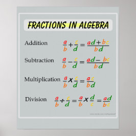 Frações na Poster de álgebra em Matemática