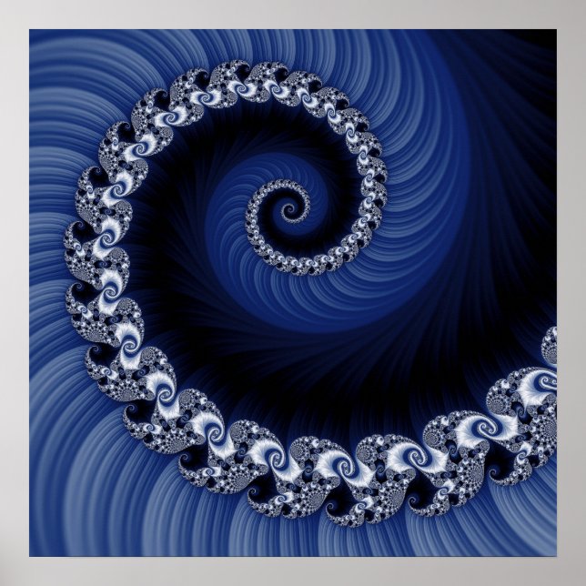 Fractal Blue Spiral Poster (Frente)