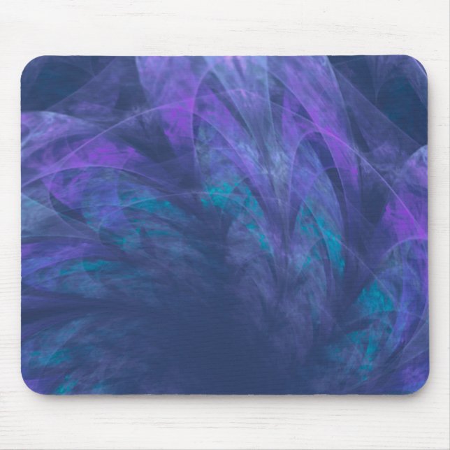 Fractal de Petais Azuis Transparentes do Mousepad (Frente)