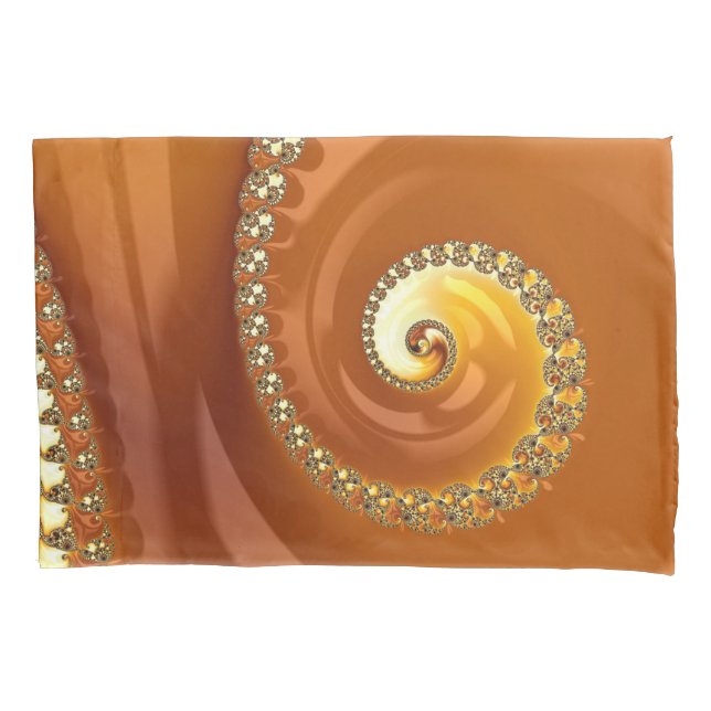 Fractal em Espiral Gradiente Dourado Laranja Abstr (Frente)