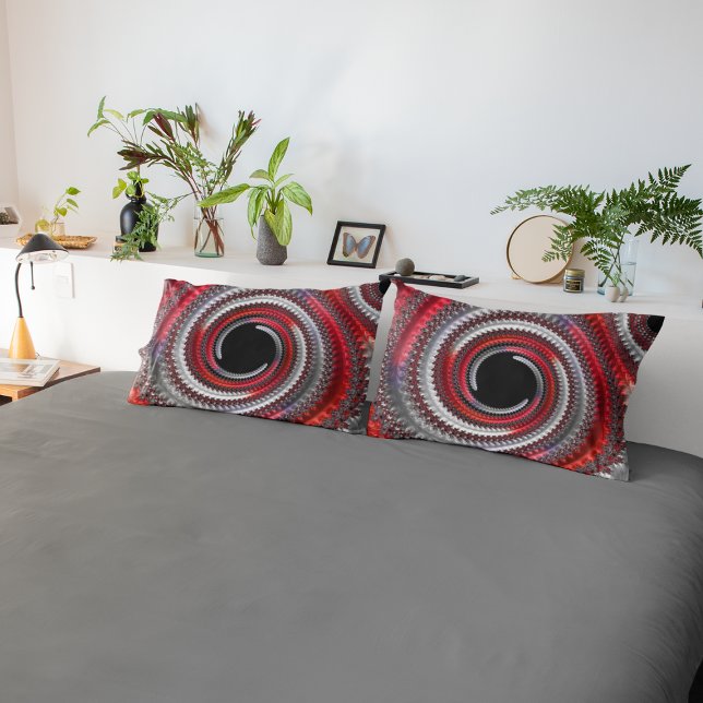 Fractal Espiral Gradiente abstrato Vermelho e Pret (Criador carregado)