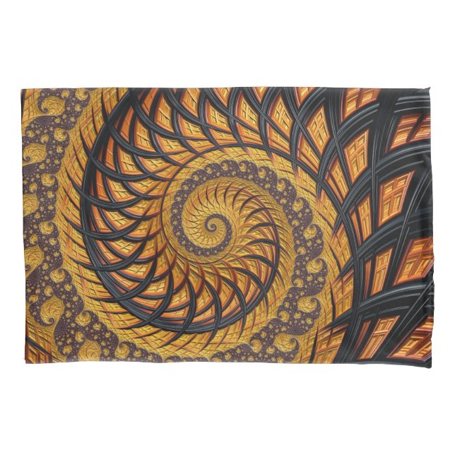 Fractal Espiral Preto e Dourado Abstrato (Frente)