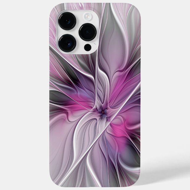 Fractal Fractal Moderna Abstrato com Cinza Rosa Fl (Verso)