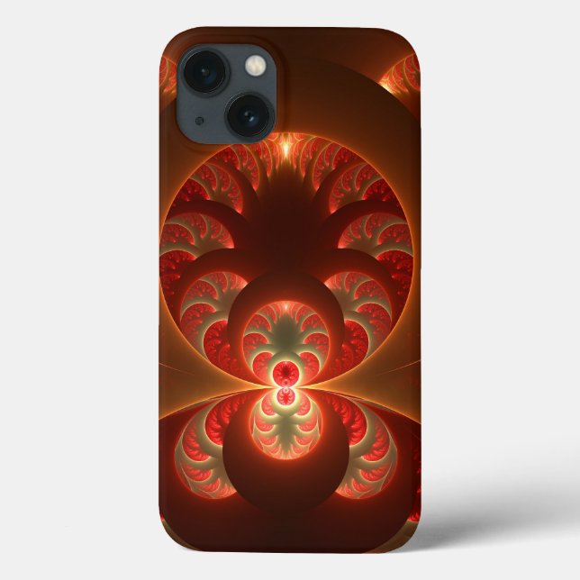 Fractal laranja vermelho moderno abstrato luminoso (Verso)