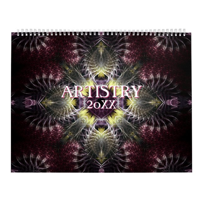 Fractal Mandala Artista 12 Meses Calendário de Par (Capa)