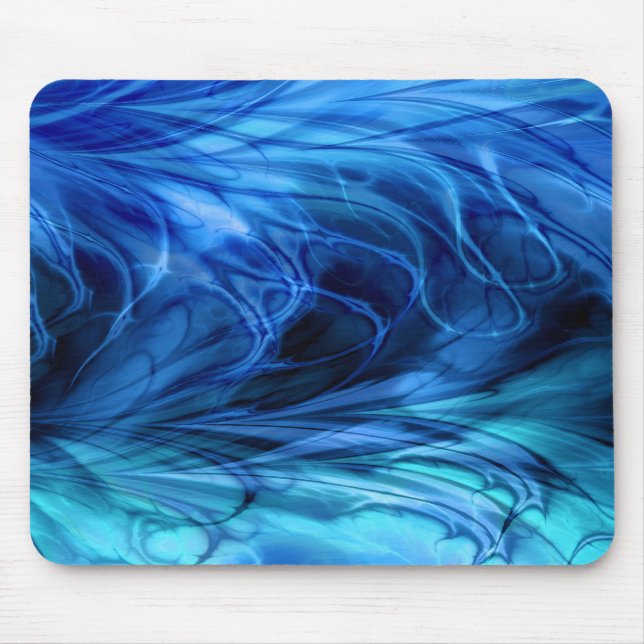 Fractal Mousepad azul de mármore (Frente)